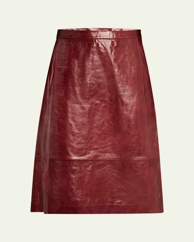Hepburn A-Line Leather Midi Skirt